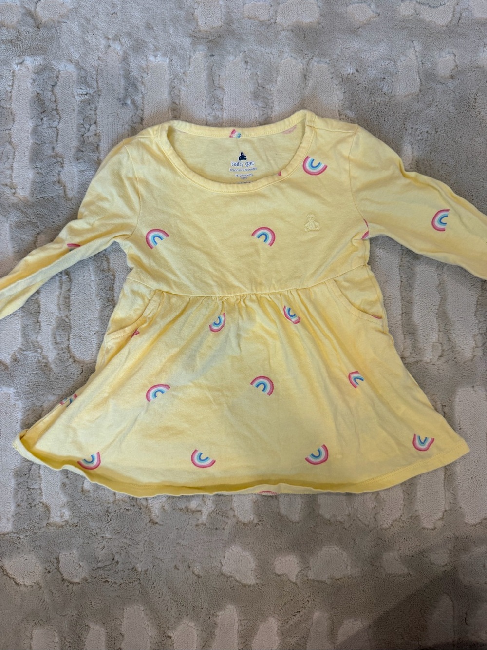 GAP Yellow Long-Sleeve Rainbow Print Kids Dress